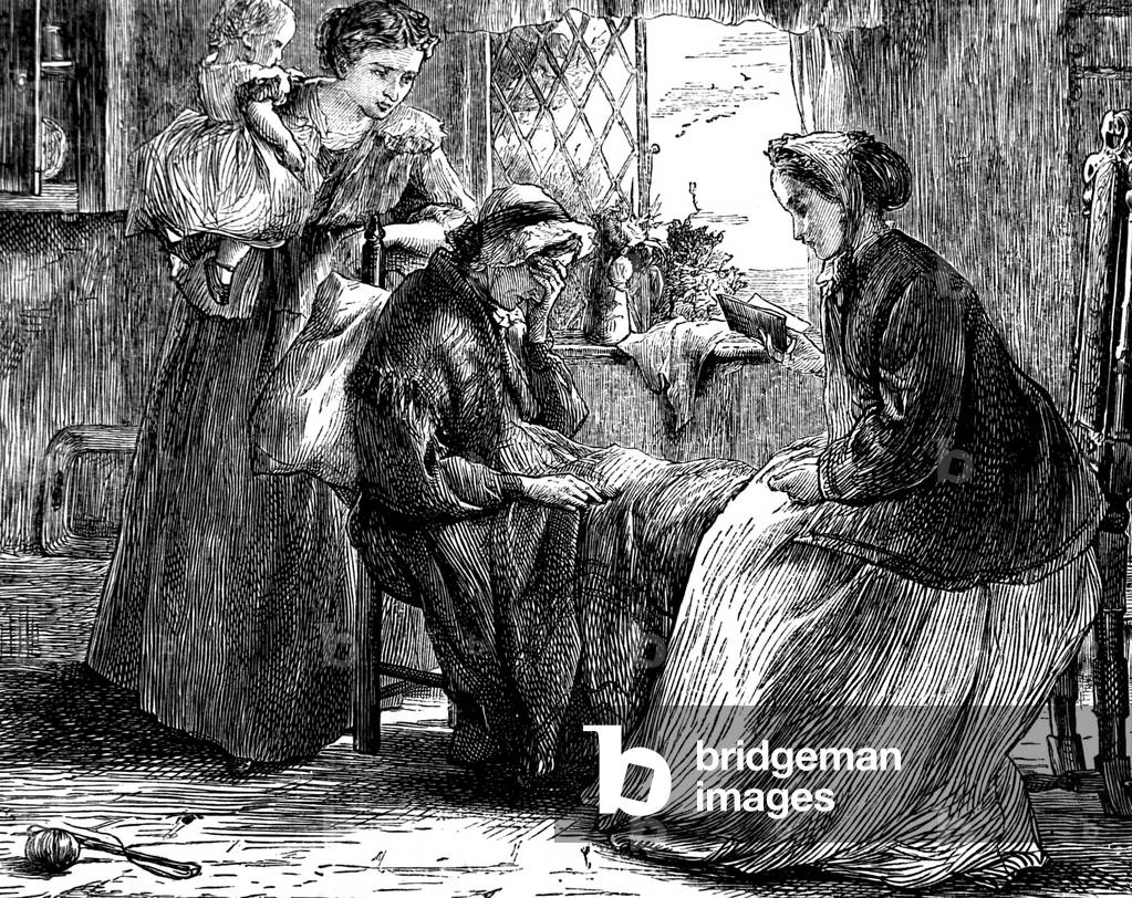 "Mutter und Schwiegertochter trauern um ihren Verlust" 1850, b/w
