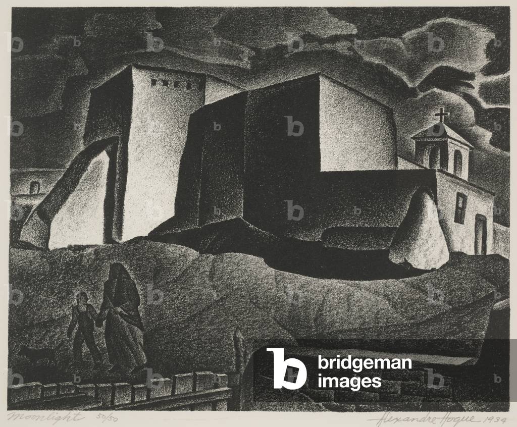 Immagine di Stampa "Moonlight", 1934 di Alexandre Hogue, b/w