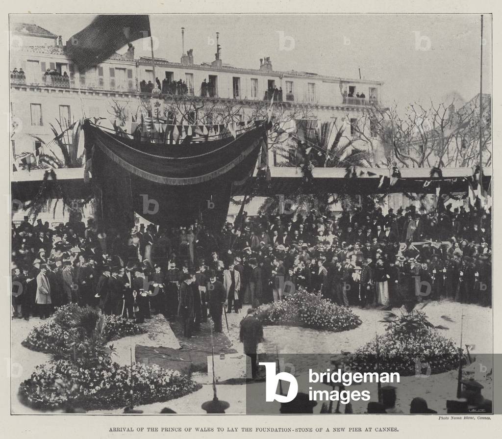 Arrival of the Prince of Wales to lay the Foundation-Stone of a New Pier at Cannes (engraving)