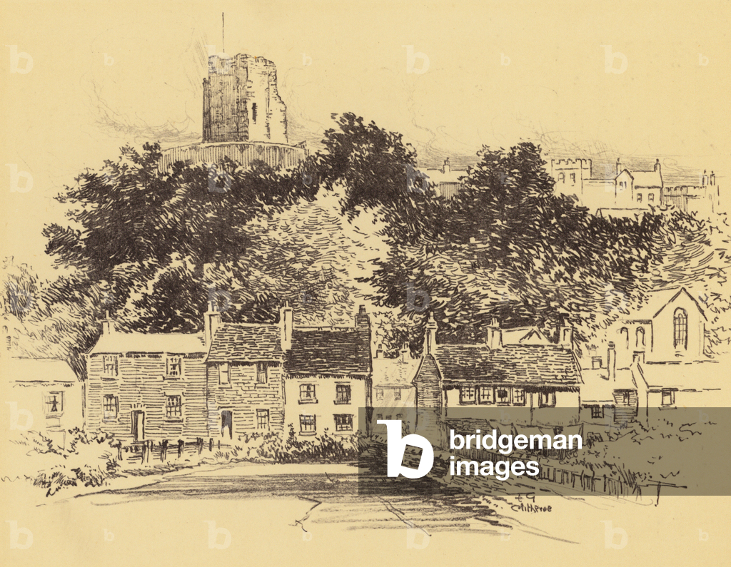 Bild von Druck "Clitheroe Schloss (Litho)" 1901 von Frank Greenwood
