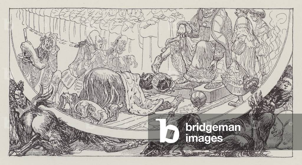 Bild von Druck "Szene aus Virgils Aeneid (Litho)" 1901 von Heinrich Kley