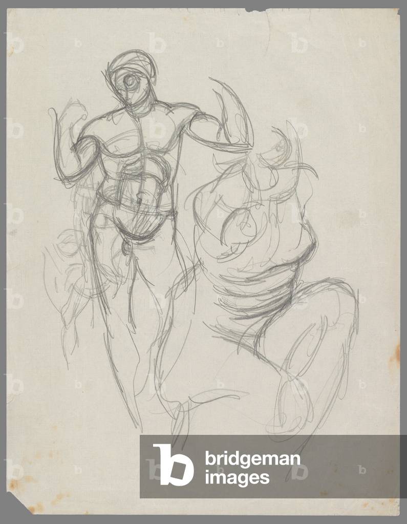 Image de Dessin représentant Diadumenos et Vénus accroupie, 20th Siècle par Alberto Giacometti
