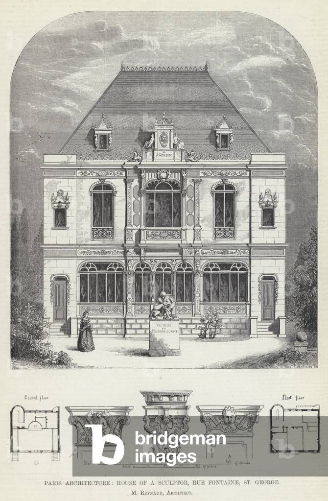 Parigi Architettura, Casa di un Scultore, Rue Fontaine, St George (incisione)