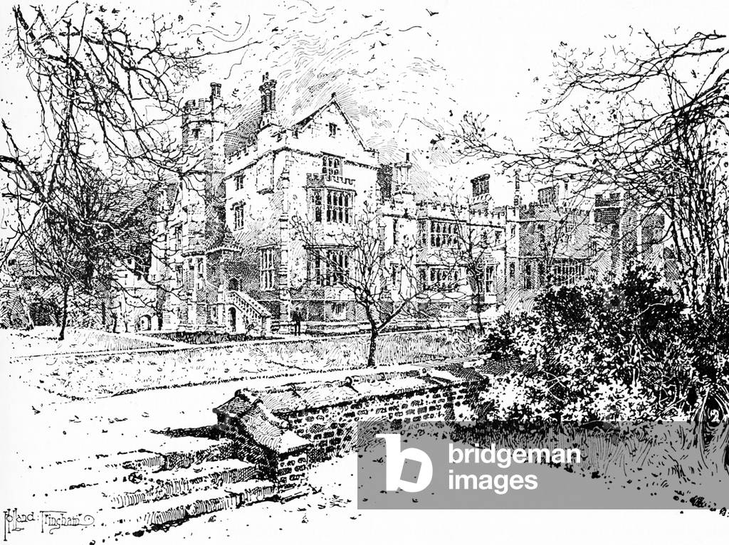 Bild von Druck "Lambeth Palace" 1801, b/w