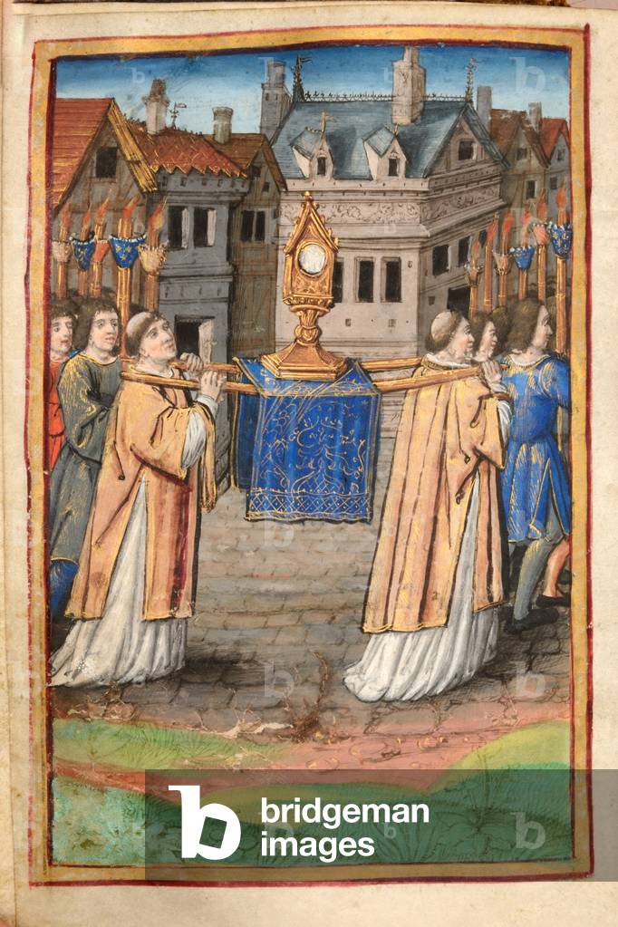 Ms 45 fol.61v Fest des Fronleichnams, von Preces Variae, um 1500 (Gouache & Körperfarbe auf Vellum)
