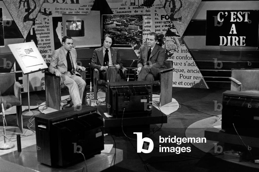 Immagine di Fotografia "Jean-Marie Cavada Jacques Barrot e Michel D'Ornano durante la trasmissione televisiva 