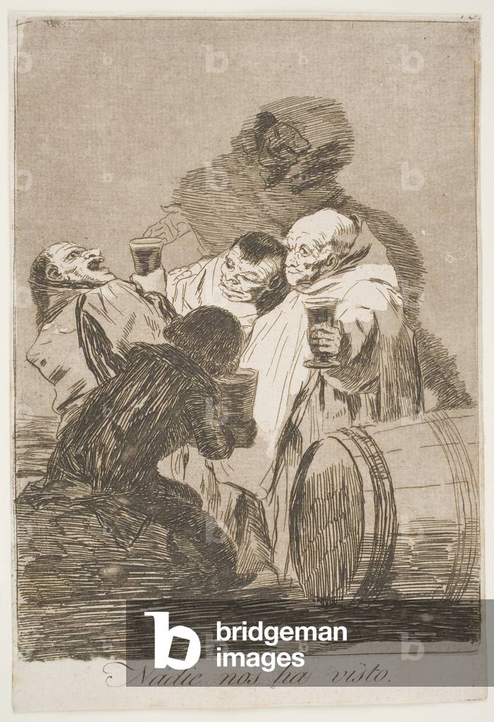 "Nadie nos ha visto (Nessuno ci ha visti)", c.1799 di Francisco Jose de Goya y Lucientes, b/w