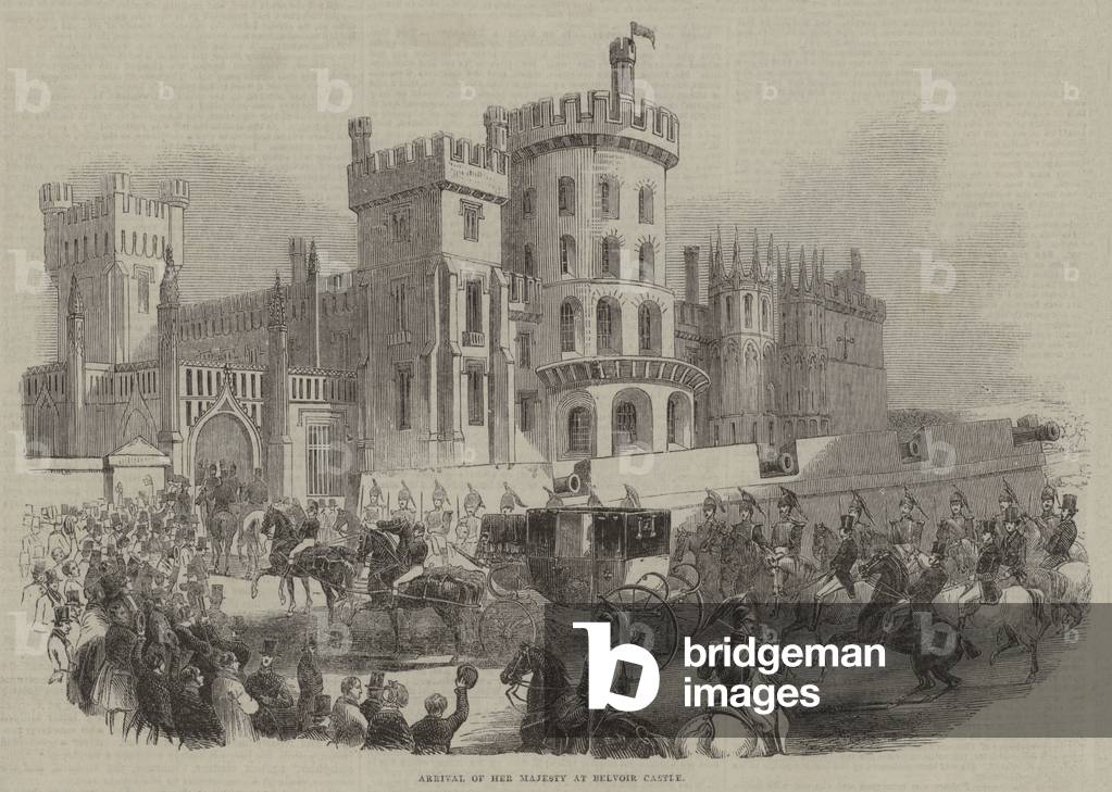 Arrivo di Sua Maestà a Belvoir Castello (incisione)