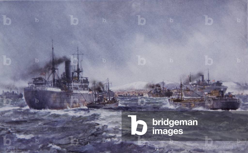 Image de Peinture représentant Convoi assemblé en 1943 (huile sur toile) par Frank Henry Mason