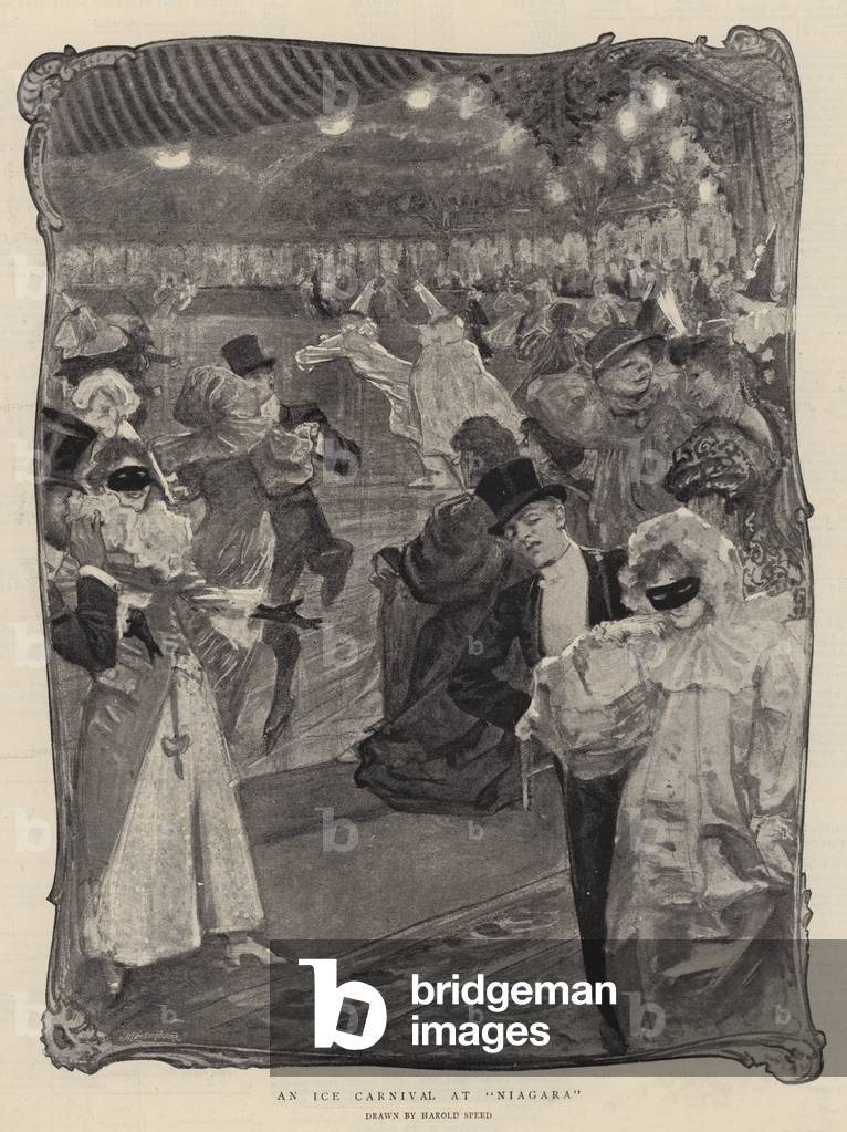 Immagine di Stampa "Un Carnevale di ghiaccio a «Niagara» (lito)" di Harold Speed, b/w