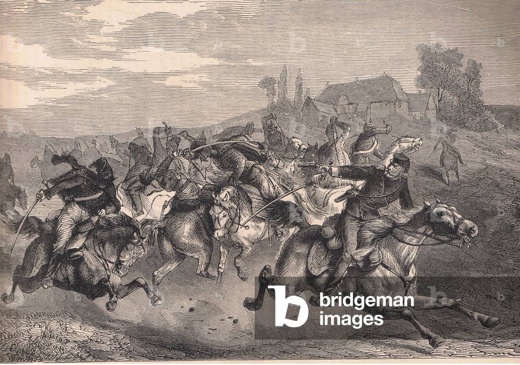 Immagine di Stampa "Battaglia di cavalleria a Niederbronn" di English School
