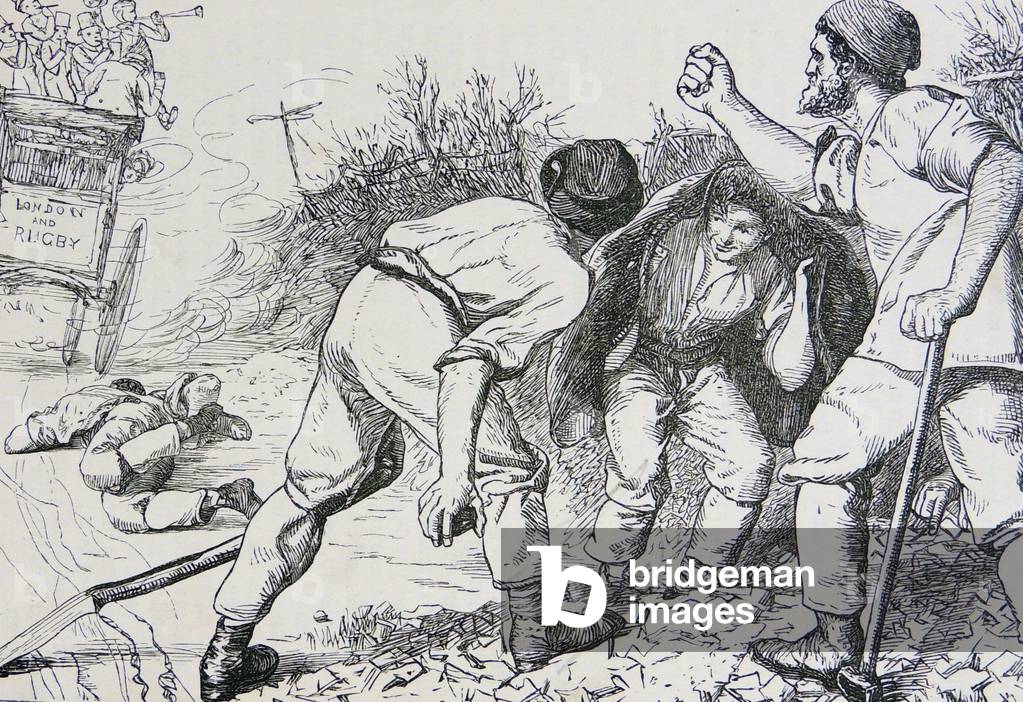 "Roadmenders schütteln ihre Fäuste beim zurückziehen Trainer der Rugby School Jungs" 1869