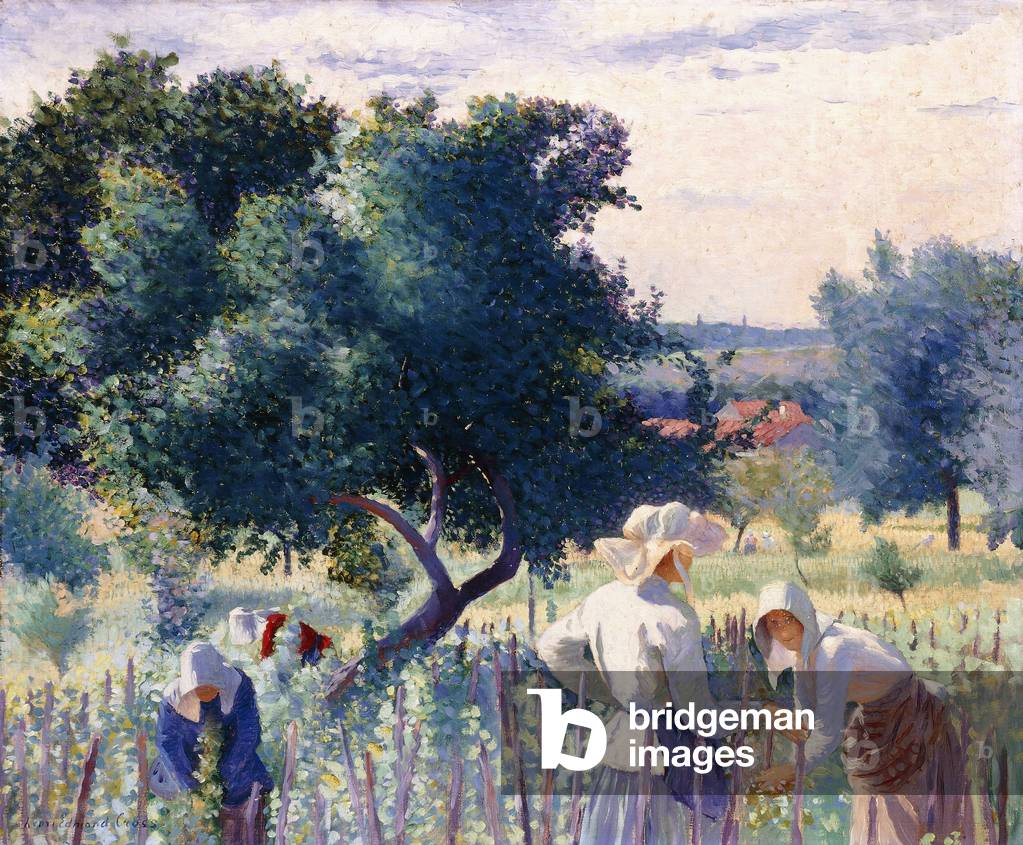 Image of Painting depicting Women Binding Vines, 1890 by Henri-Edmond Cross
