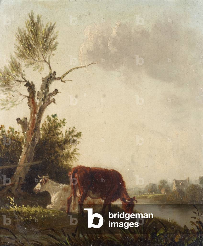 Immagine di Dipinto "due mucche mediante Un flusso" di Edmund Bristow