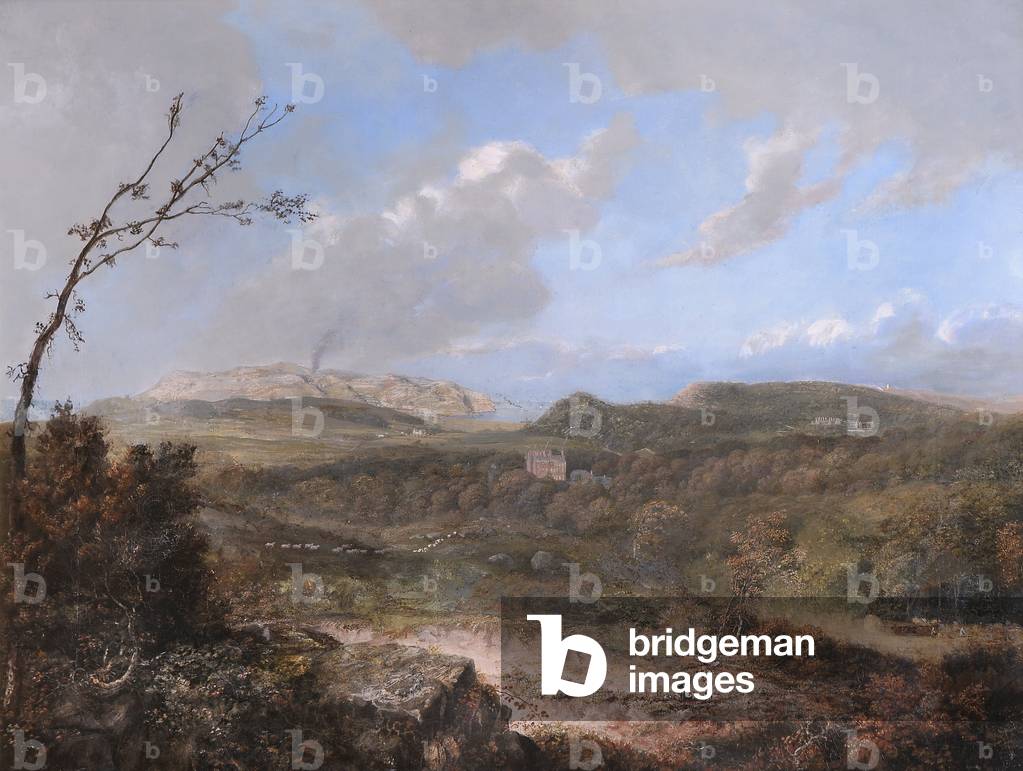 View of Frieth Hill towards Pydew Mountain, with Two Men working in a Quarry in the Foreground, and Bodysgalle