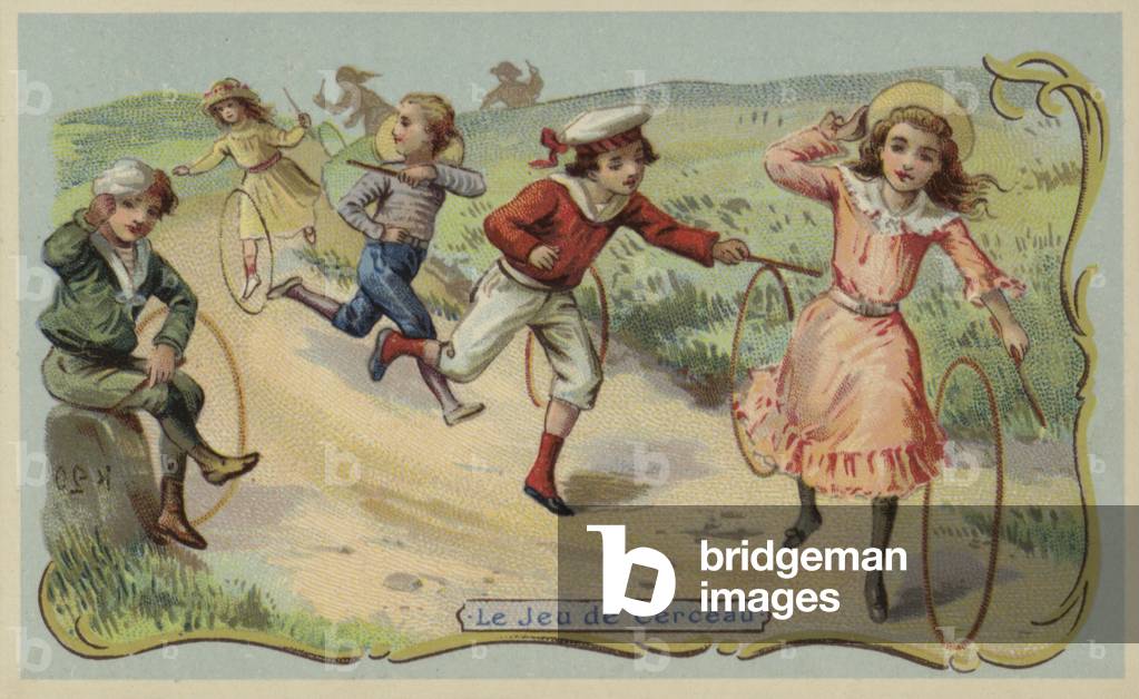 Rolling Hoops (chromolitho) 1801 par French School