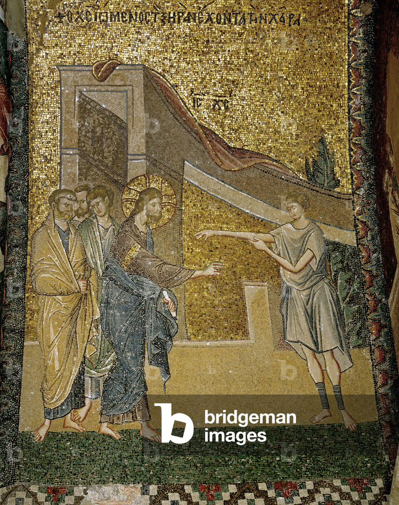 Jesus heals a young man with an injured arm (fresco)