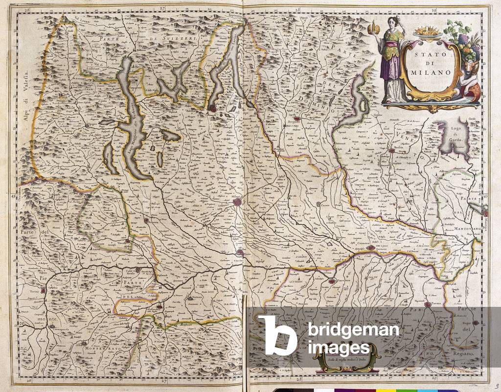 Lombardia, italia, in 'Theatrum Orbis Terrarum, sive Atlas Novus' di Willem Blaeu, Amsterdam, 1645-50