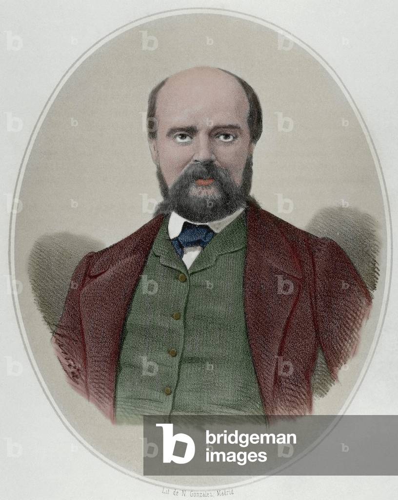 "Paul Feval (1816-1887). romanziere francese e drammaturgo. incisione di Llanta" di Jacques Francois Gauderiqu
