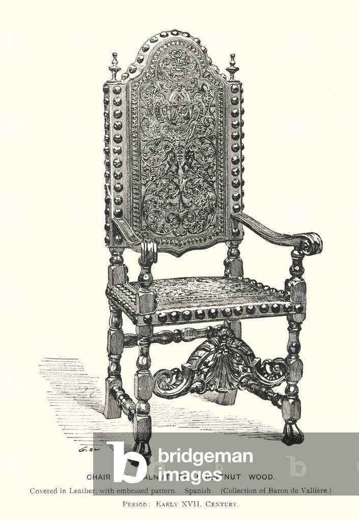 Bild von Gravur "Lehrstuhl für Walnuss- oder Kastanienholz" 1801 von English School