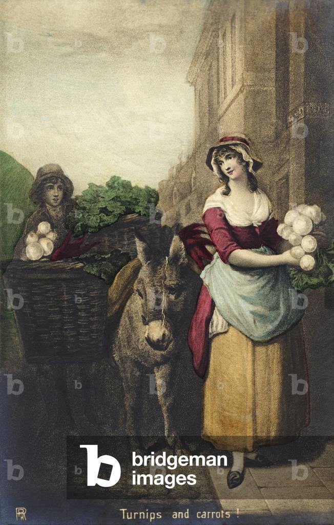 Commerciante londinese che vende rape e carote, 1794 (stampa)