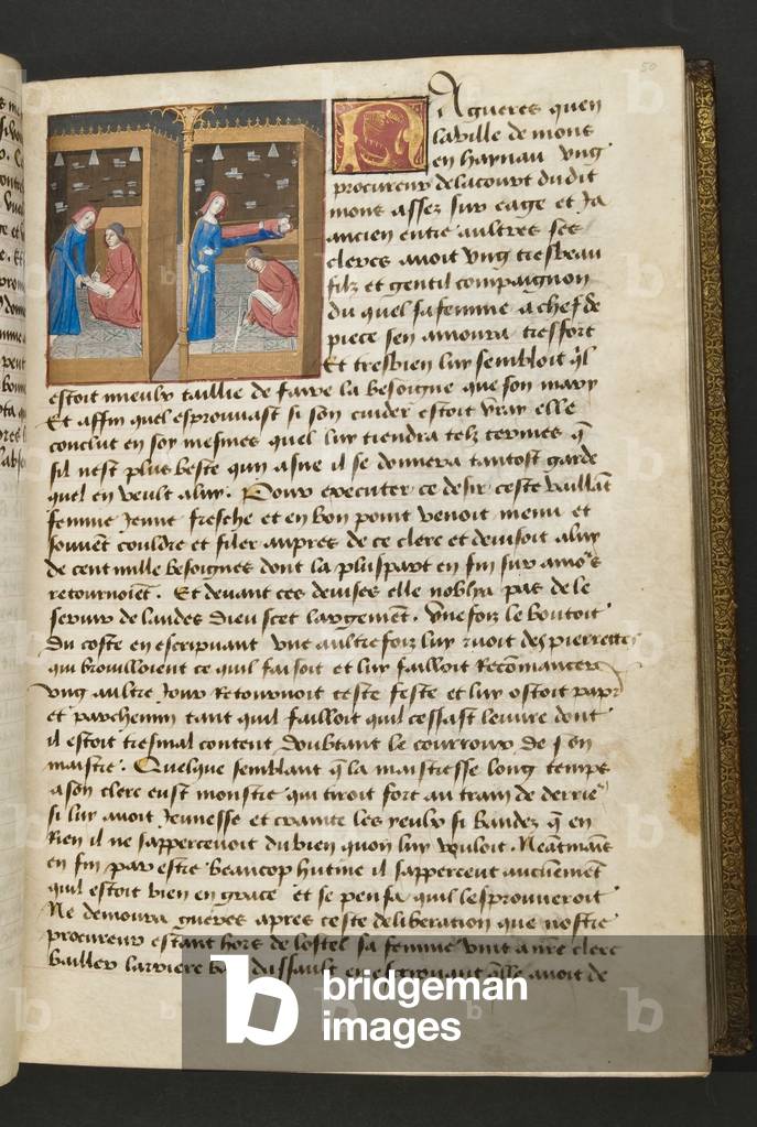 MS Hunter 252 050r Seite von 'Cent Nouvelles Nouvelles, c.1461-62 (vellum)