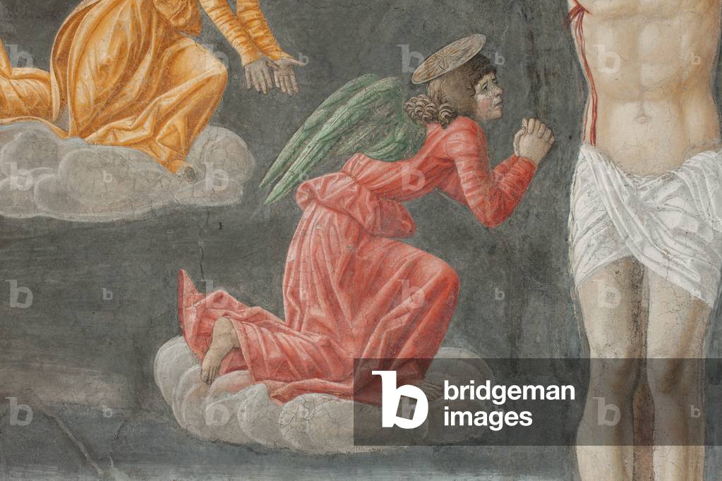 Milano, Refettorio del Cenacolo Vinciano, Donato Montorfano, Crocifissione di Cristo, 1495, Angelo dolente sor