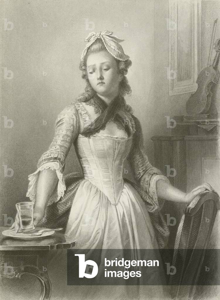 Luise Miller (gravure) par Arthur Georg von Ramberg, b/w