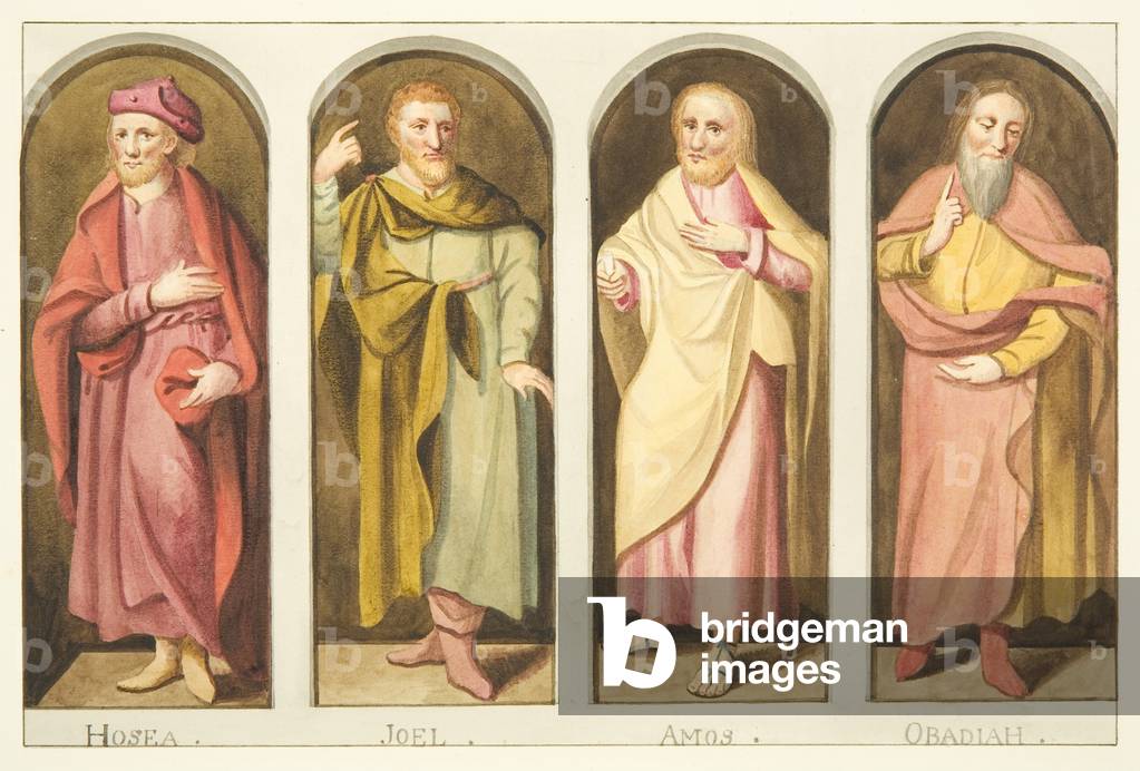 Four minor prophets painted on west side of screen dividing the nave from the choir of Bristol Cathedral (w/c 
