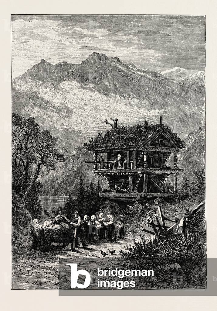 Bild von Gravur "Flatdal. Flatdal (Lit. “Flat Valley”) ist ein Dorf", b/w