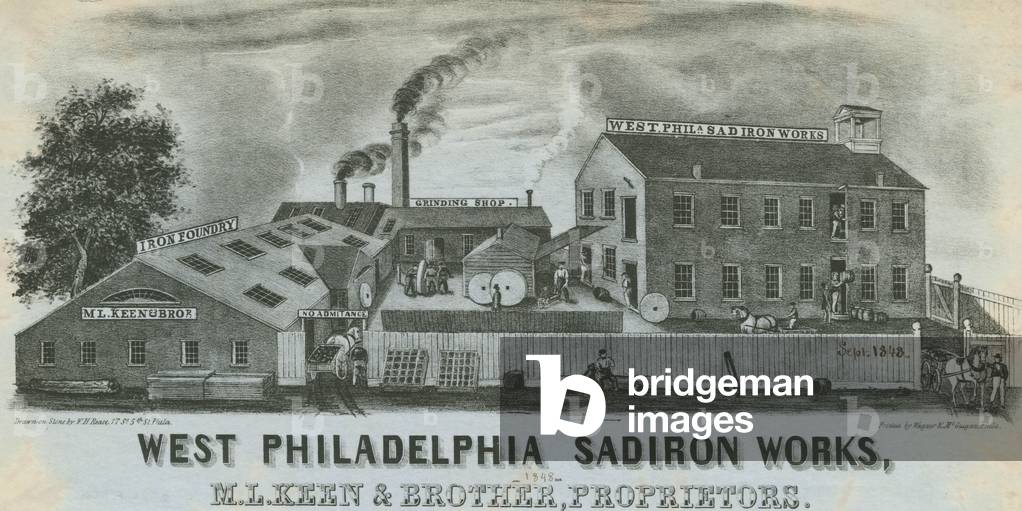 Bild von Druck "West Philadelphia Sadiron Works", 1848 von W. H. Rease