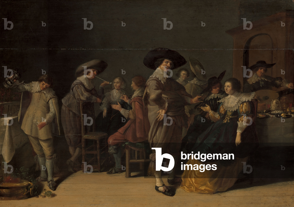 Image of Painting depicting Distinguished Company in a Room 1630 by Anthonie Palamedesz