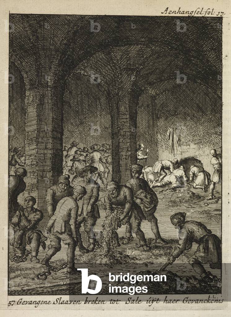 Slaves working in an underground catacomb or mine.