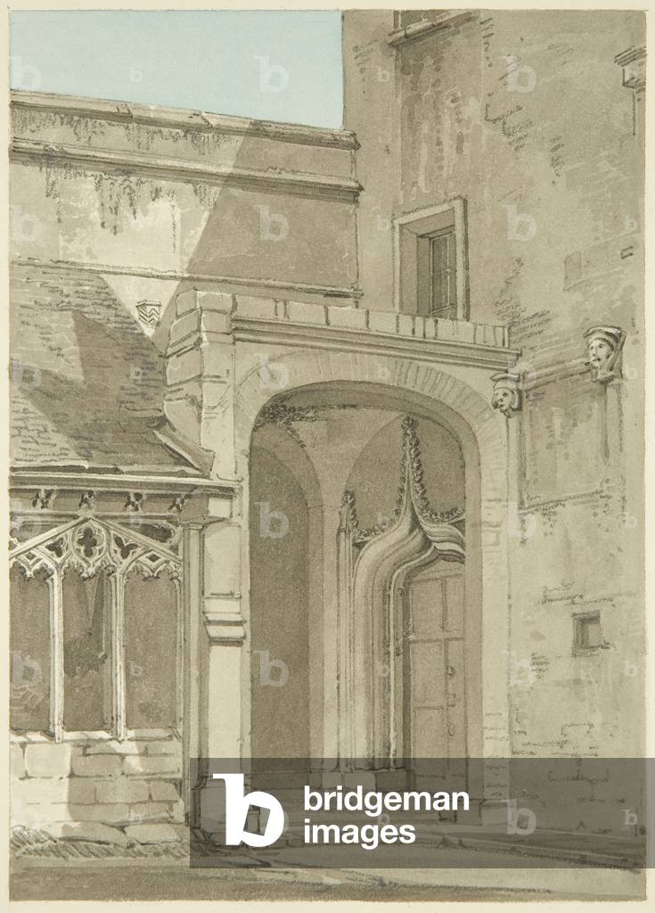 Chiostro orientale della Cattedrale di Bristol e ingresso al Palazzo Vescovile (matita e acquerello su carta)