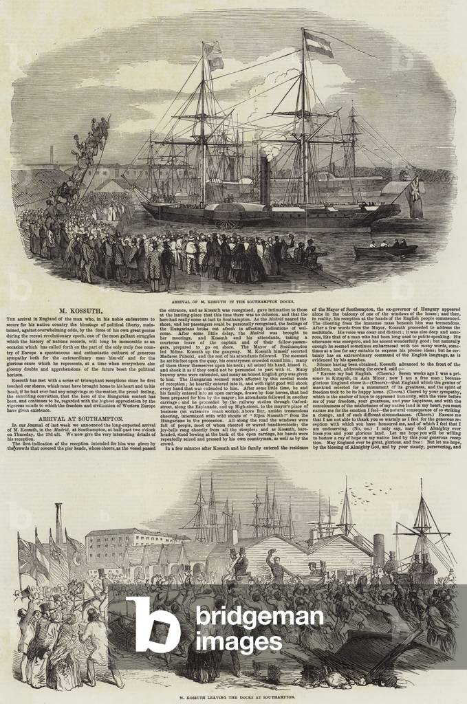 "Lajos Kossuth in Southampton (Gravur)" von English School
