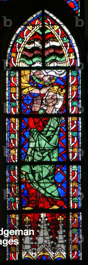 Window w200 depicting the Coronation of the Virgin (stained glass) by French Artist