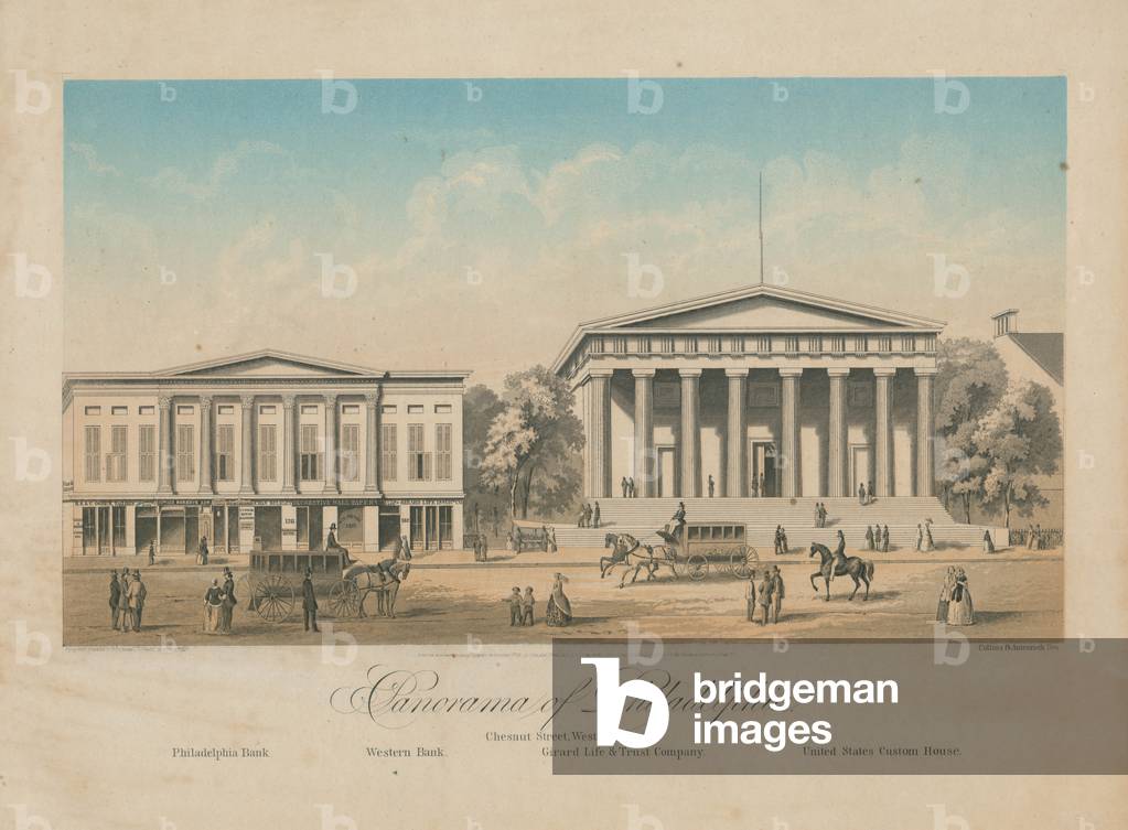 Chestnut Street, a ovest di quarto, c. 1856 (chromolito)