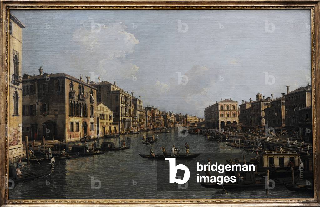 Canal Grande mit Blick nach Südosten vom Campo Santa Sophia zur Rialtobrücke, um 1756 (Öl auf Leinwand)