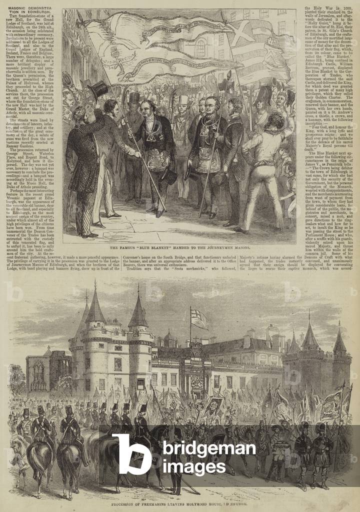 Démonstration maçonnique à Édimbourg (gravure) par English School, b/w