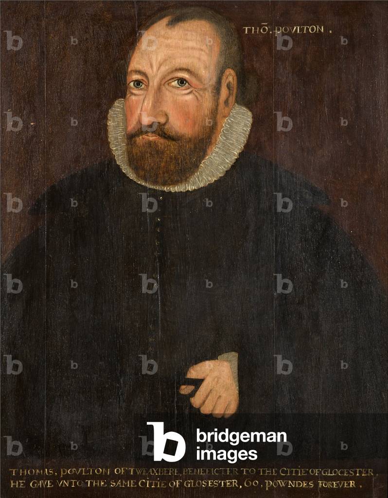 Bild von Gemälde "Thomas Poulton" 1605 von English School, b/w