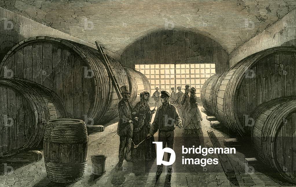 Image of Engraving depicting Caves Wine Champagne France 19th Century