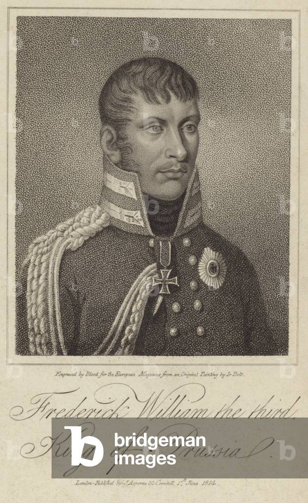 Portrait du roi Frédéric Guillaume III de Prusse (gravure) par German School, b/w