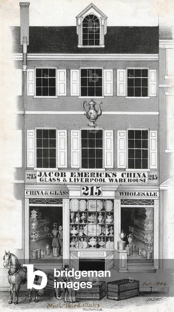 Immagine di Stampa "Jacob Emerick importatore e grossista", 1846 di Matthias S. Weaver, b/w