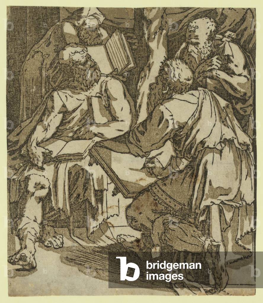 Immagine di Disegno "Quattro Dottori della Chiesa (?) " di Domenico Beccafumi, b/w