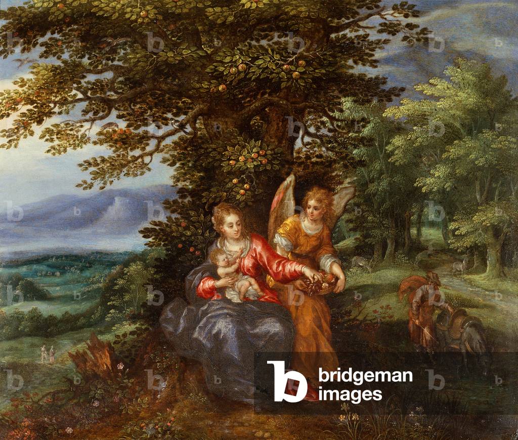 Immagine di Dipinto "Riposo durante la fuga in Egitto (olio su rame)" 1601 di Hendrik de Clerck