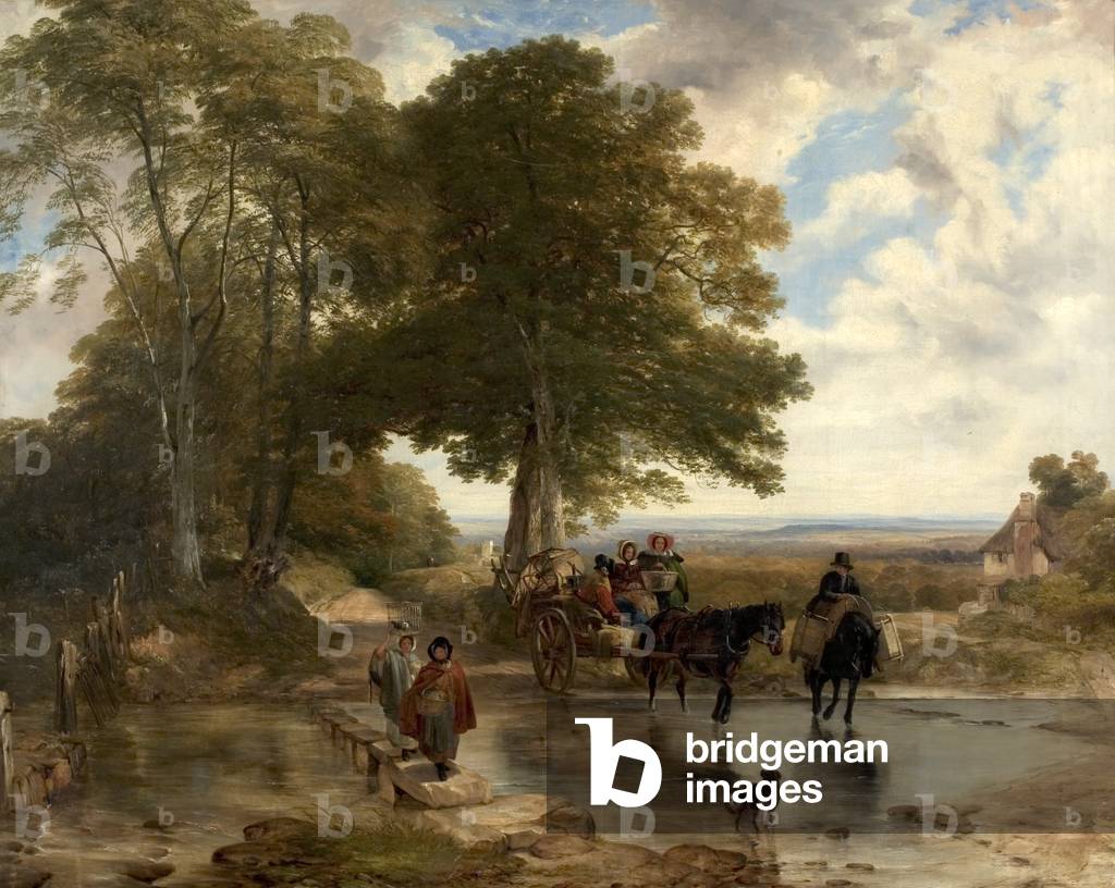 Immagine di Dipinto "Carrello di mercato ad un ruscello" 1845 di Frederick Richard Lee