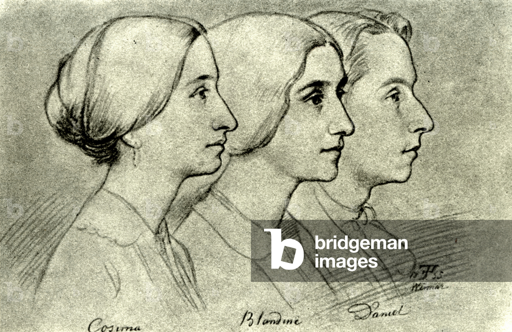 Immagine di Stampa "I figli di Liszt: Cosima Blandine e Daniel (stampa)" 1801, b/w