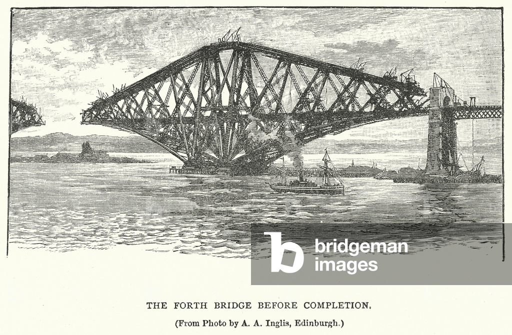 Bild von Gravur "Die Forth Bridge vor der Fertigstellung (Gravur)" 1801 von English School