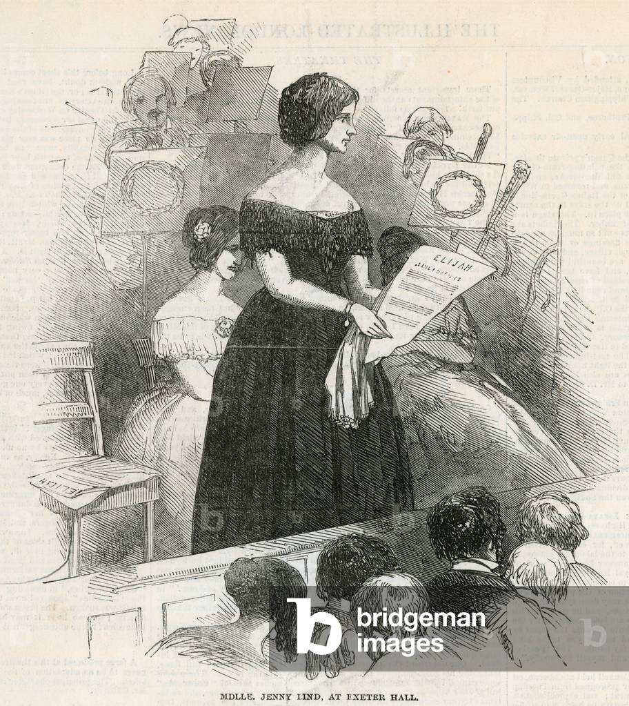 jenny lind a exeter sala (incisione)