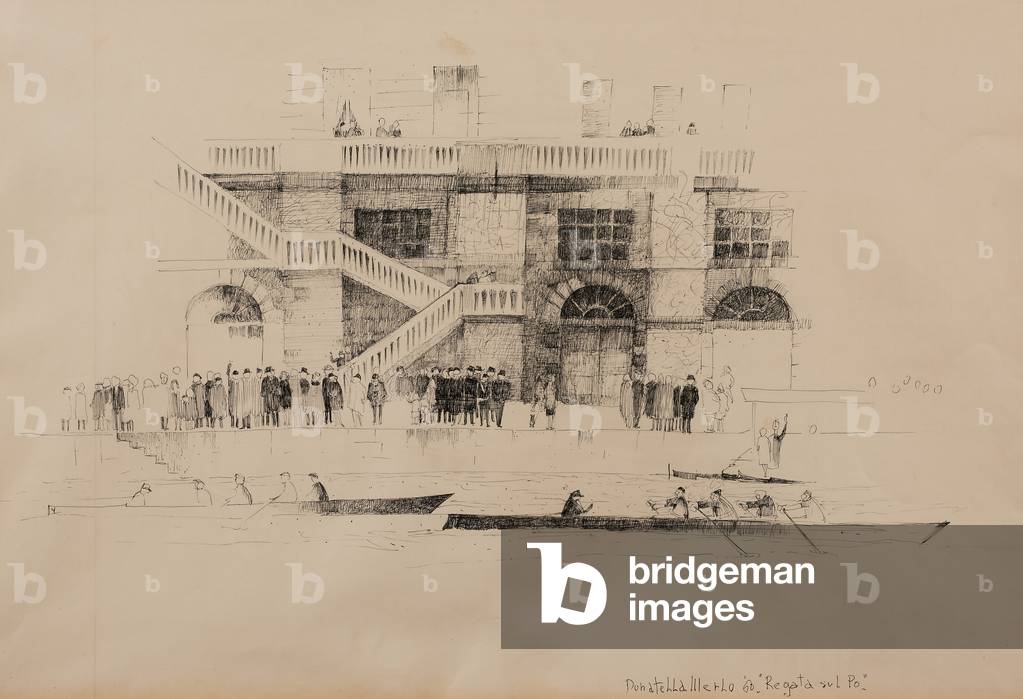 Immagine di Disegno "Regata sul Po" 1960 di Donatella Merlo